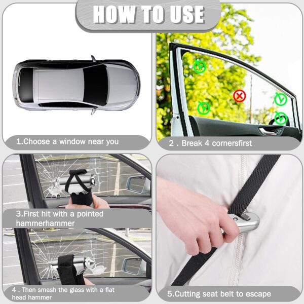 OUDEW Safety Hammer Cute, Multifunctional Car Escape Tool with Seat Belt Cutter & Window Breaker, Emergency Escape Hammer - Image 5