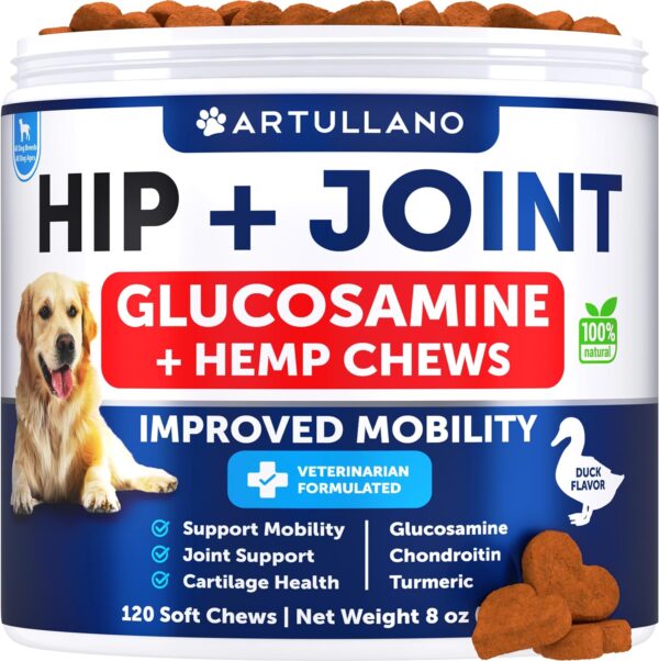 Hemp Hip and Joint Supplement for Dogs - Glucosamine for Dogs - Dog Joint Pain Relief Treats - Chondroitin - MSM - Hemp Oil - Mobility Support - Advanced Joint Health - 120 Supplement Chews for Dogs - Image 2