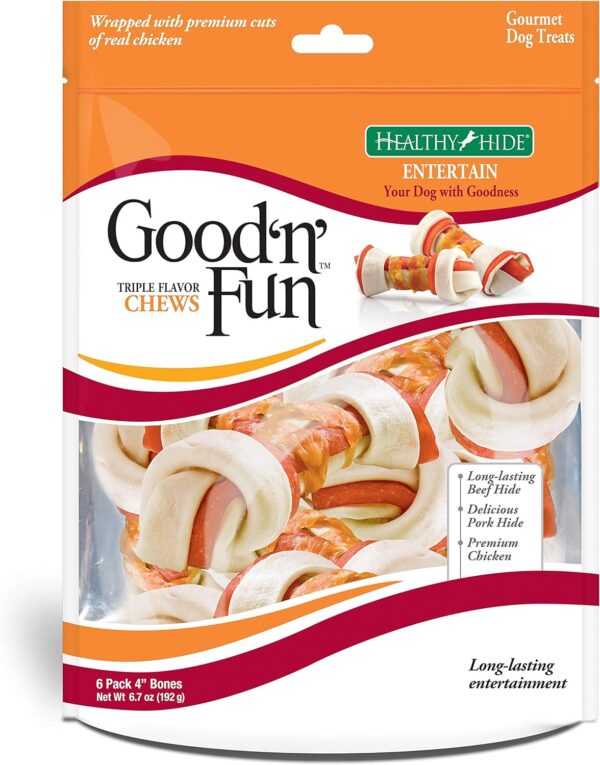 GOOD 'N' FUN Triple Flavor Chews, Rawhide Treats for Dogs - Image 2