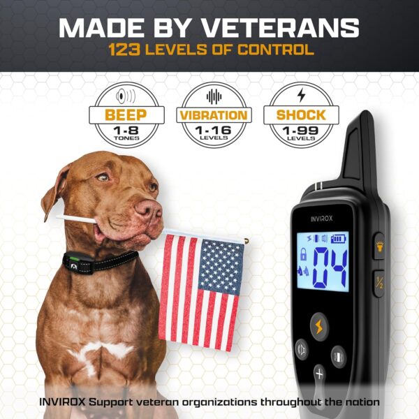 INVIROX Dog Shock Collar [2024 Edition] 123 Levels Dog Training Collar with Remote 1100yd Range E Collar for Dogs Training 100% Waterproof Rechargeable Shock Collar with Remote - Image 3