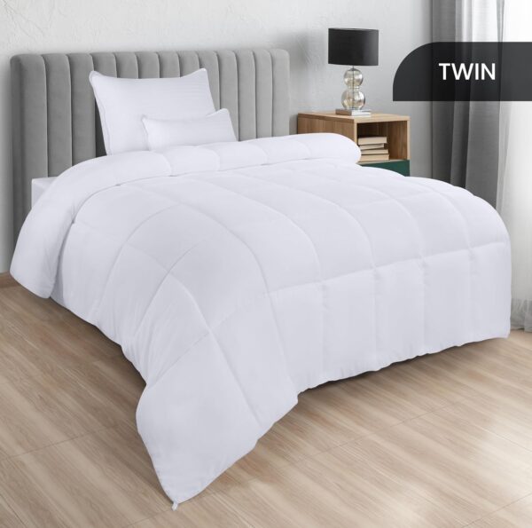 Utopia Bedding Down Alternative Comforter (Twin, White) - All Season Comforter - Plush Siliconized Fiberfill Duvet Insert - Box Stitched - Image 3