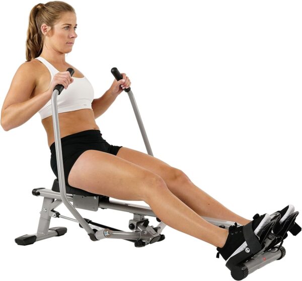 Sunny Health & Fitness Smart Compact Full Motion Rowing Machine, Full-Body Workout, Low-Impact, Extra-Long Rail, 350 LB Weight Capacity and Optional SunnyFit® App Enhanced Connectivity - Image 2