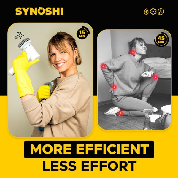 SYNOSHI Electric Spin Scrubber, Power Cleaning Brush with 3 Heads, Cordless Waterproof Shower Scrubber with Dual Speed, Perfect for Cleaning Bathroom, Tile, Cars, Floor. Electric Scrub Brush for tub - Image 3