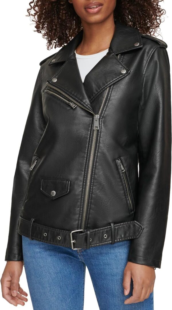 Levi's Women's Oversized Faux Leather Belted Motorcycle Jacket (Standard & Plus Sizes) - Image 2