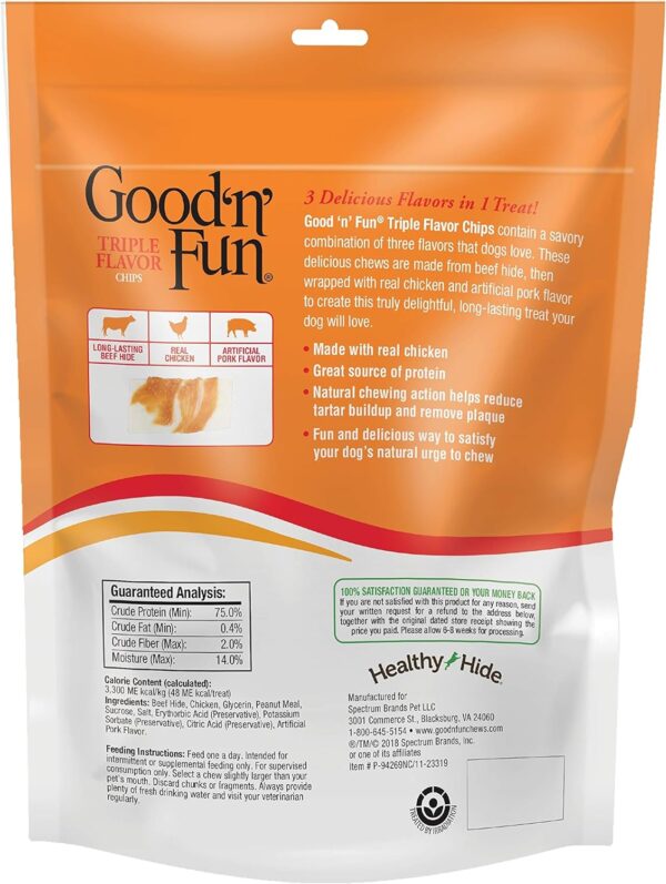 GOOD 'N' FUN Triple Flavor Chips, Dog Chew Treats, Premium Chicken and Beef Hide Treats for Dogs, 4 oz - Image 3