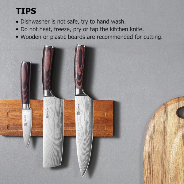 PAUDIN Kitchen Knife Set, 3 Piece High Carbon Stainless Steel Professional Chef Knife Set with Ultra Sharp Blade & Wooden Handle (Kitchen Knife Set 3 Pcs) - Image 7