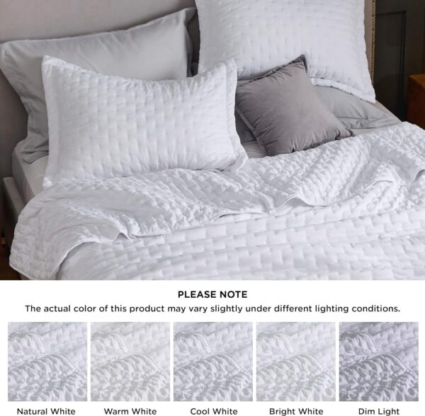 Bedsure Queen Quilt Bedding Set - Soft Ultrasonic Full/Queen Quilt Set - Clover Bedspread Queen Size - Lightweight Bedding Coverlet for All Seasons (Includes 1 White Quilt, 2 Pillow Shams) - Image 8