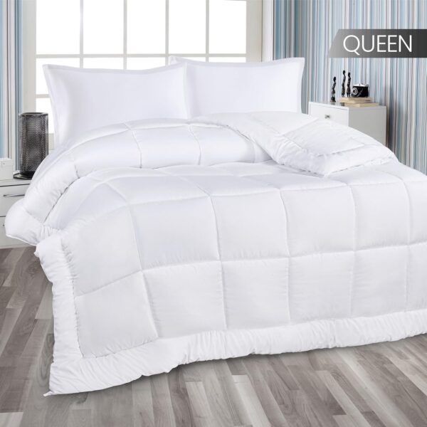 Utopia Bedding All Season Down Alternative Quilted Queen Comforter - Duvet Insert with Corner Tabs - Machine Washable - Bed Comforter - White - Image 3