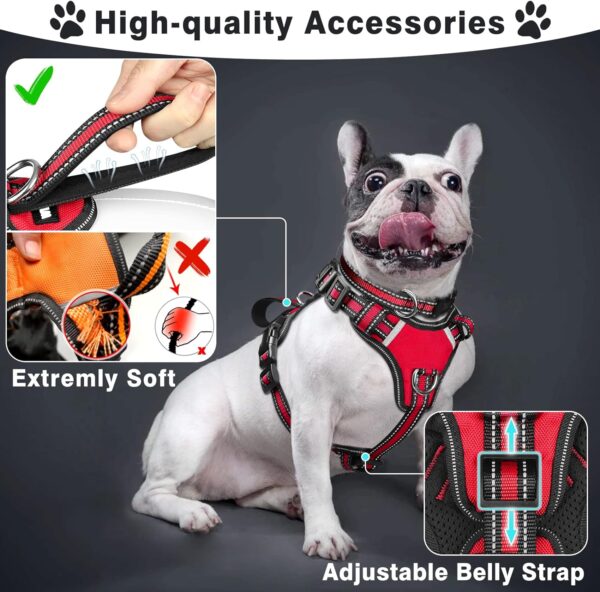 WINSEE Pet Harness Collar and Leash Set, All-in-one Reflective Dog Harness No Pull with Adjustable Buckles for Puppies, Small, Medium, Large, and Extra-Large Dogs (Medium, Red) - Image 3