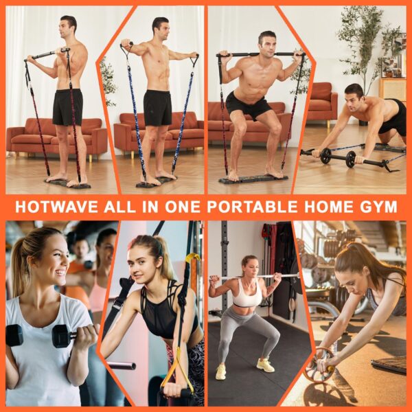 HOTWAVE Portable Workout Equipment with 20 Gym Accessories.Push Up Board &Plank,Resistance Bands with Ab Roller Wheel,Full Body Exercise at Home For Men and Women - Image 3