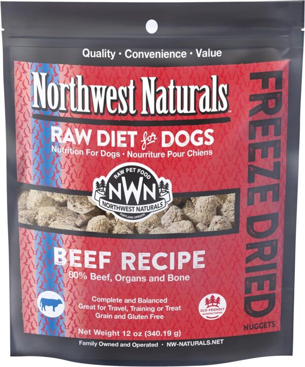 Northwest Naturals Freeze-Dried Beef Dog Food - Bite-Sized Nuggets - Healthy, Limited Ingredients, Human Grade Pet Food, All Natural - 12 Oz (Packaging May Vary) - Image 2