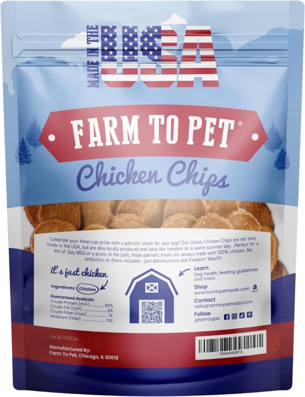 Farm To Pet Chicken Chips for Dogs - Single Ingredient All Natural Dog Treats for Small, Medium, & Large Dogs | Healthy Training Treats for All Breeds & Puppies | Made in USA - Image 3