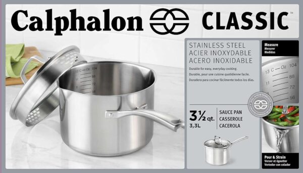 Calphalon Classic Pots And Pans Set, 10-Piece Cookware Set, Stainless Steel & Classic Stainless Steel Cookware, Sauce Pan, 3 1/2-quart - Image 7