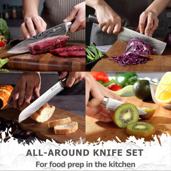 PAUDIN 7 Pieces Chef Knife Set, Professional Knives Set for Kitchen, Sharp High Carbon Stainless Steel Blade and Pakkawood Handle with Gift Box - Image 6