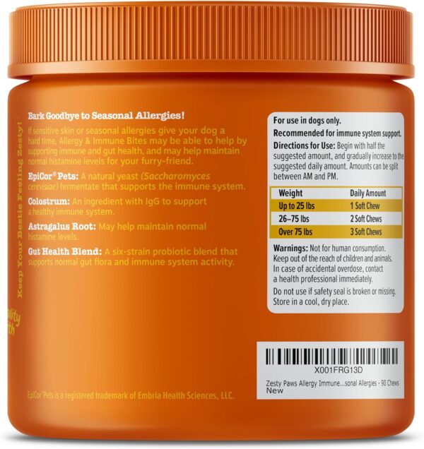 Zesty Paws Dog Allergy Relief - Anti Itch Supplement - Omega 3 Probiotics for Dogs - Digestive Health - Soft Chews for Skin & Seasonal Allergies - with Epicor Pets - Lamb - 90 Count - Image 8