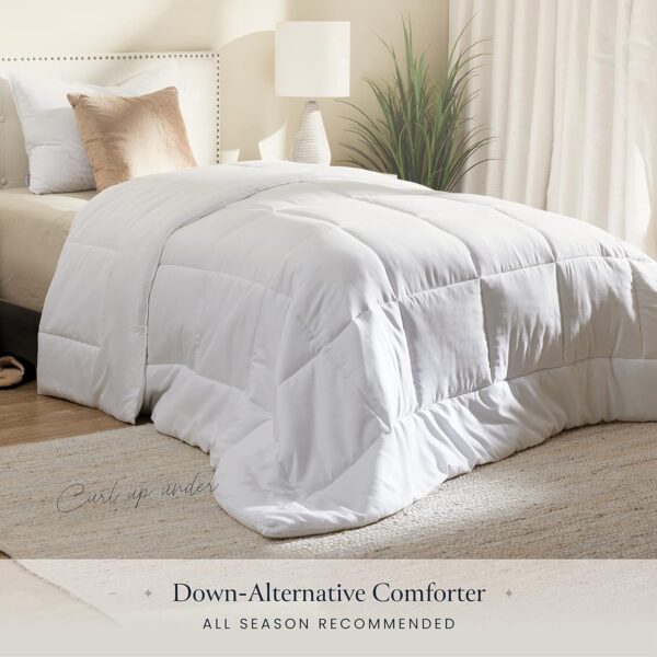 BELADOR White Comforter Duvet Insert Twin Size Bed Comforter- All-Season Down Alternative Comforters, Mid-Plush Lightweight Comforter, Box Quilted Siliconized Fiberfill Oeko-Tex Hotel Comforter - Image 3