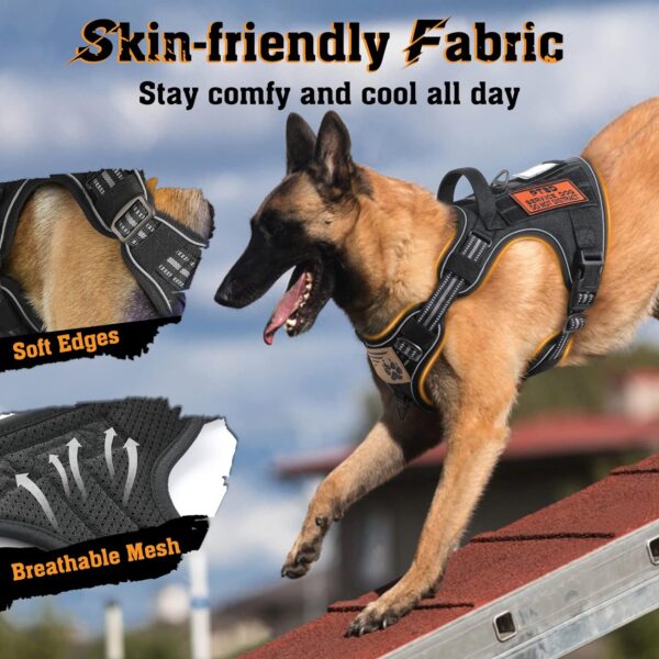 rabbitgoo Dog Harness for Small Medium Large Sized Dogs, No Pull Military Tactical Service Vest with Reflective Strips and Control Handle, Adjustable and Comfortable for Easy Walking, Black L - Image 6