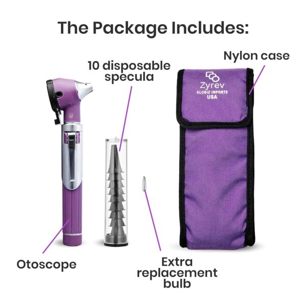 Zyrev ZetaLife Otoscope - Ear Scope with Light, Ear Infection Detector, Pocket Size (Purple Color) - Image 4