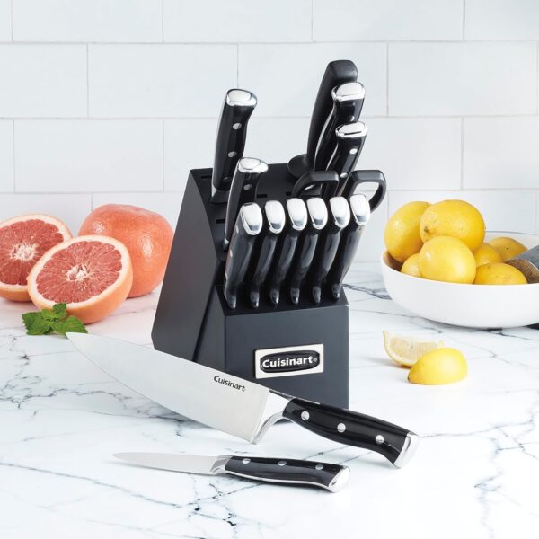 Cuisinart 15-Piece Knife Set with Block, High Carbon Stainless Steel, Forged Triple Rivet, Black/Black C77BTR-15PBK - Image 5