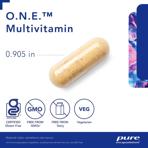 Pure Encapsulations O.N.E. Multivitamin - Once Daily Multivitamin with Antioxidant Complex Metafolin, CoQ10, and Lutein to Support Vision, Cognitive Function, and Cellular Health* - 60 Capsules - Image 4