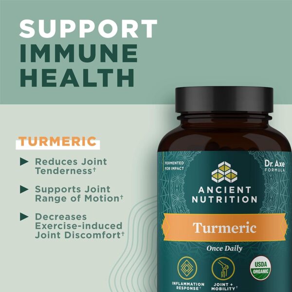 Ancient Nutrition Turmeric Capsules, Once Daily, Use as a Joint Supplement and Supports Inflammation, Gluten Free, Paleo and Keto Friendly, 30 Tablets - Image 3