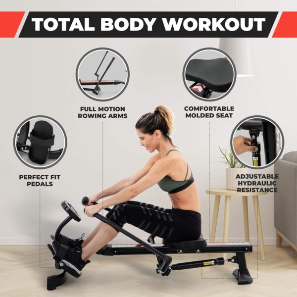 Lanos Hydraulic Rowing Machine | Adjustable Resistance | Rowing Machines for Home Use | LCD Monitor | Compact for Home Workout | Tone Muscle Improve Heart Health - Image 5