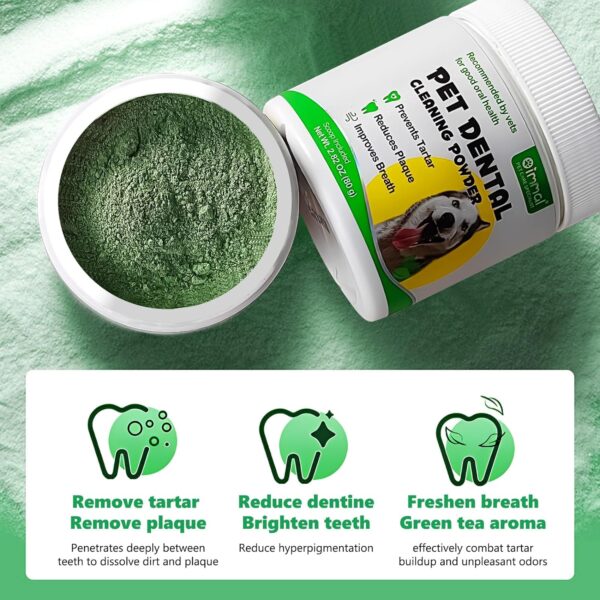 Teeth Cleaning Powder for Dogs, Dental Powder for Dogs - Dog Breath Freshener Powder with Probiotics for Bad Breath, Plaque, Tartar Remover - Dental Care Supplies for Small, Medium, Large Dogs - 80g - Image 4