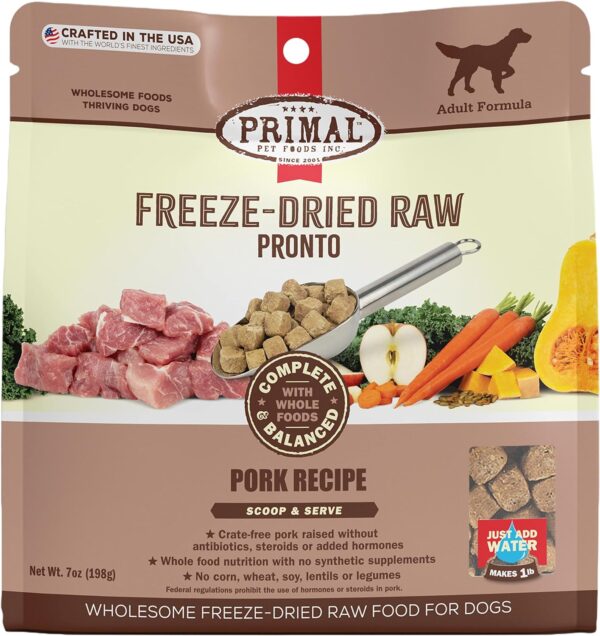 Primal Small Breed Dog Food Pronto Freeze Dried Dog Food, Complete & Balanced Ready to Serve Healthy Grain Free Raw Dog Food (Pork, 7 oz) - Image 2