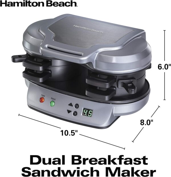 Hamilton Beach Dual Breakfast Sandwich Maker with Timer, Silver (25490A) - Image 7