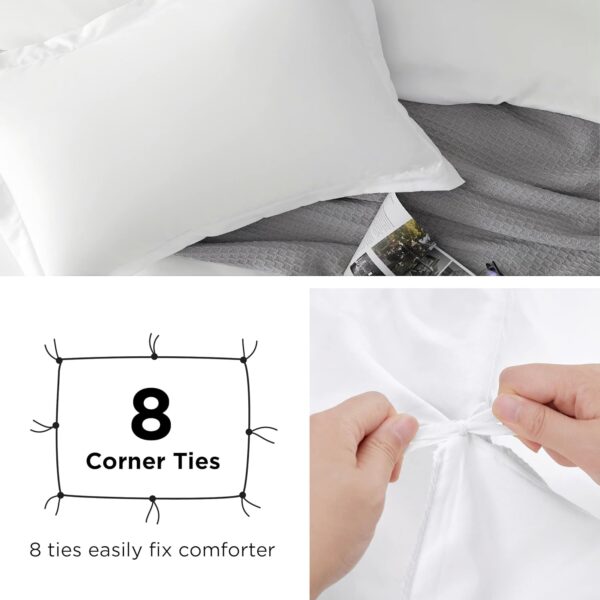 Bedsure White Duvet Cover Queen Size - Soft Double Brushed Duvet Cover for Kids with Zipper Closure, 3 Pieces, Includes 1 Duvet Cover (90"x90") & 2 Pillow Shams, NO Comforter - Image 6