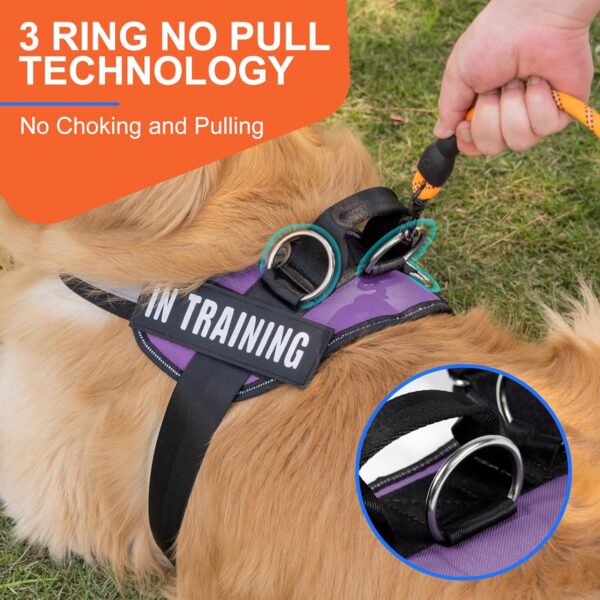 Essential Dog Harness, No Pull Pet Harness with 3 Side Rings for Leash Placement, No Choke, Reflective, Adjustable Pet Vest, Easy On-Off & Improved Control Handle, Training, Walking, Running - Image 5