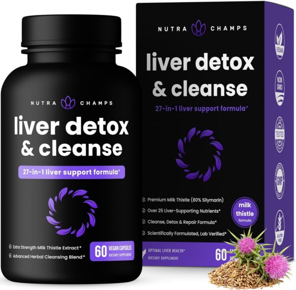 Liver Cleanse Detox & Repair Formula | 20+ Herbs: Milk Thistle Extract with Silymarin, Artichoke, Dandelion, Chicory Root Powder & More! | Premium Liver Support Pills Supplement, 60 Capsules - Image 2