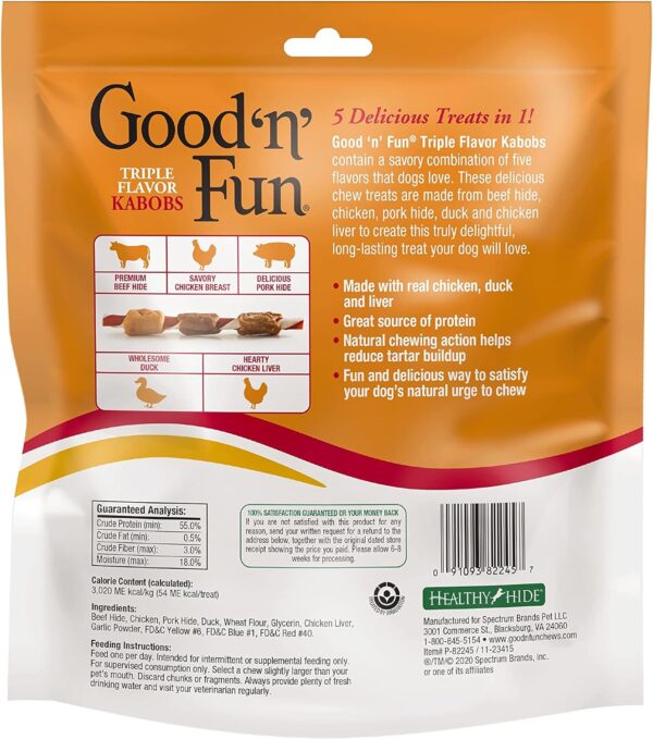 Good'n'Fun Triple Flavored Rawhide Kabobs for Dogs, 12 Oz (3 Pack) - Image 4