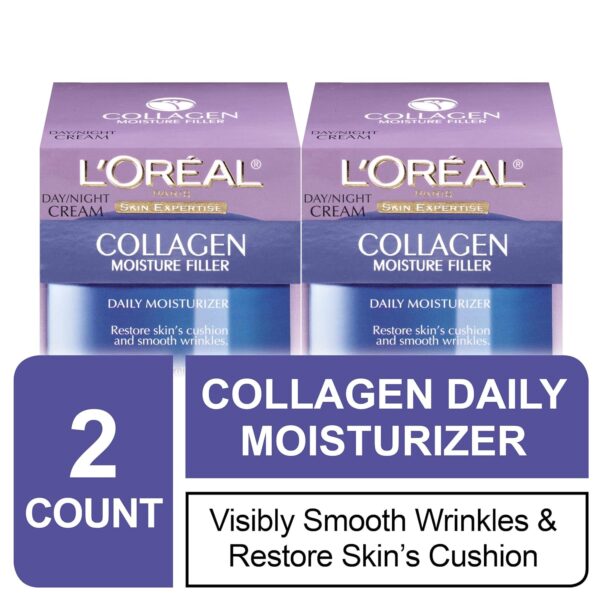 L'Oreal Paris Skincare Collagen Face Moisturizer, Day and Night Cream, Anti-Aging Face, Neck and Chest Cream to smooth skin and reduce wrinkles, 1.7 oz Pack of 2 - Image 3