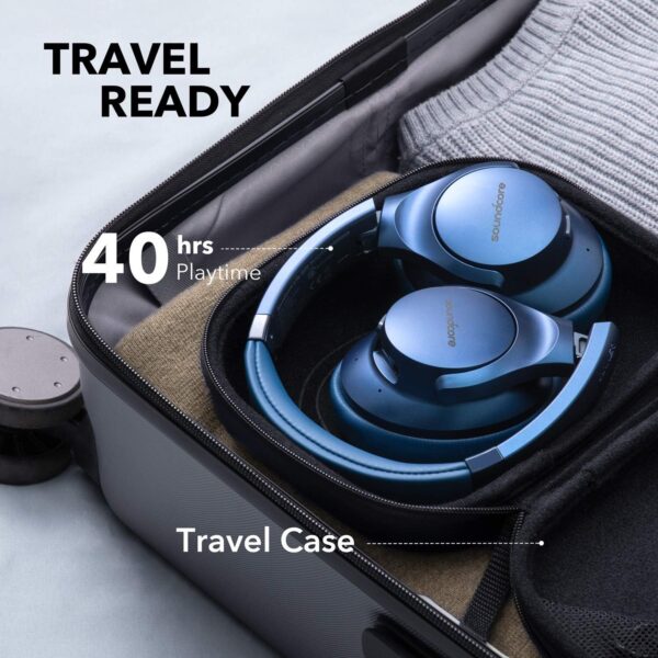 Anker Soundcore Life Q20 Bluetooth Headphones Holiday Edition with Travel Case, Hybrid Active Noise Cancelling, 40H Playtime, Hi-Res Audio, Deep Bass, Wireless Over Ear Headphones for Travel(Renewed) - Image 6