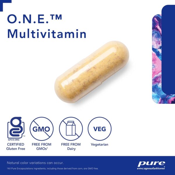 Pure Encapsulations O.N.E. Multivitamin - Once Daily Multivitamin with Antioxidant Complex Metafolin, CoQ10, and Lutein to Support Vision, Cognitive Function, and Cellular Health* - 30 Capsules - Image 4