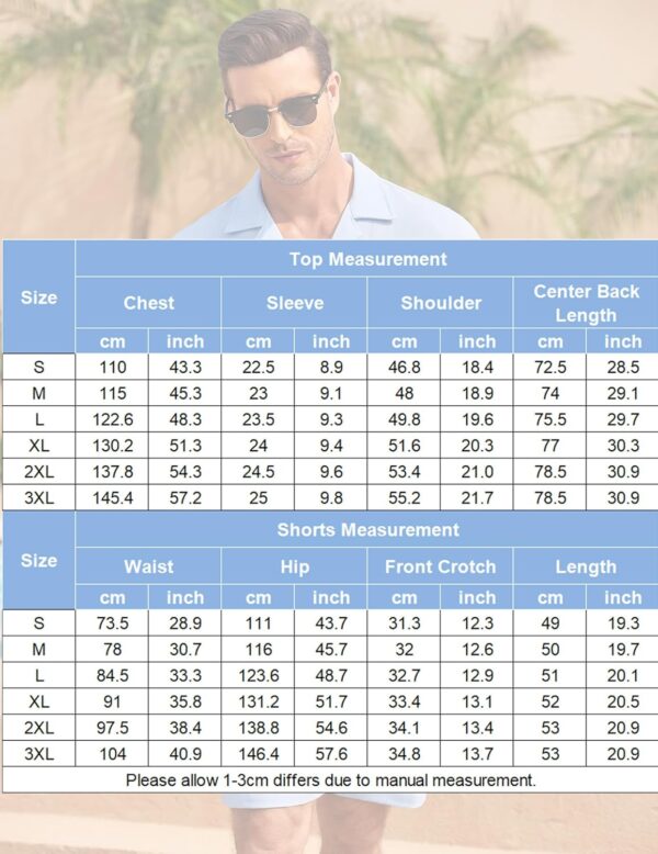 COOFANDY Men's 2 Pieces Casual Beach Outfits Short Sleeve Button Down Shirts Summer Short Set - Image 7