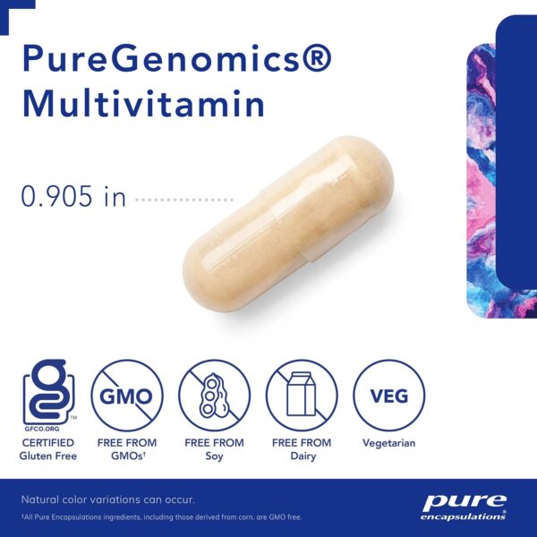 Pure Encapsulations PureGenomics Multivitamin - Supplement to Support Nutrient Requirements of Common Genetic Variations - with Vitamin A,B,C,D,E, K & Minerals - 60 Capsules - Image 4