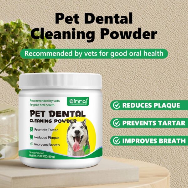 Teeth Cleaning Powder for Dogs, Dental Powder for Dogs - Dog Breath Freshener Powder with Probiotics for Bad Breath, Plaque, Tartar Remover - Dental Care Supplies for Small, Medium, Large Dogs - 80g - Image 5