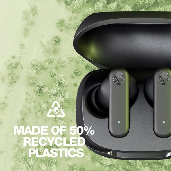 Skullcandy Smokin' Buds In-Ear Wireless Earbuds, 20 Hr Battery, 50% Renewable Plastics, Microphone, Works with iPhone Android and Bluetooth Devices - Black - Image 5