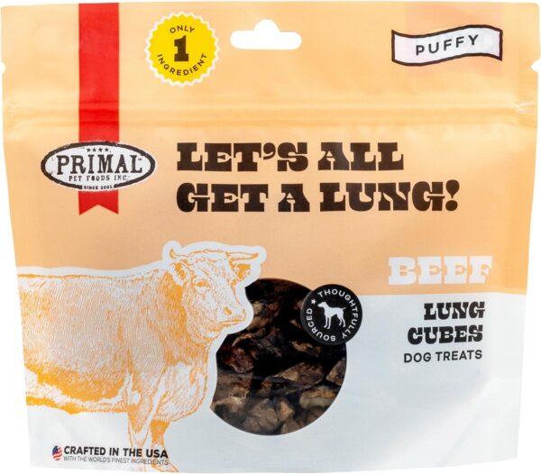 Primal Dehydrated Dog Treats, Beef Lung; Let's All Get a Lung; Single Ingredient Natural Dog Treats, Dog Training Treats, 1.5 oz - Image 2