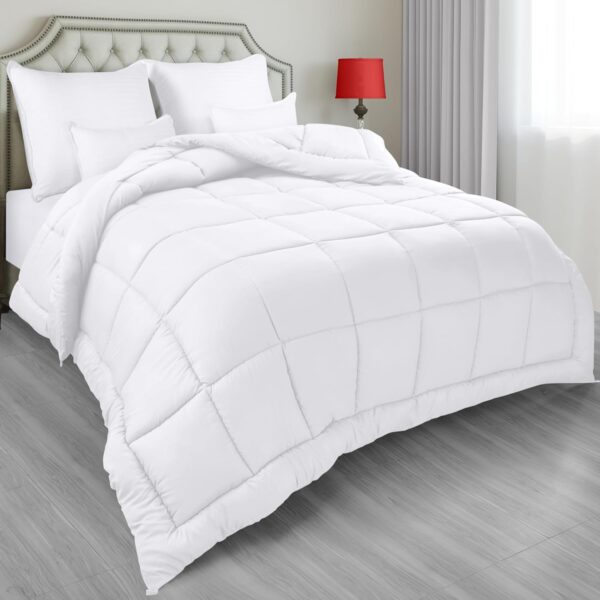 Utopia Bedding All Season Down Alternative Quilted Queen Comforter - Duvet Insert with Corner Tabs - Machine Washable - Bed Comforter - White - Image 2