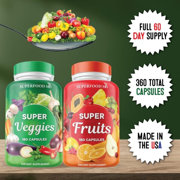 Superfood Fruit and Veggie Supplement - Fruit and Veggie Capsules 100% Whole Super Fruit and Super Vegetable Supplements & Vitamins, with Olive Leaf (720 Count (Pack of 4)) - Image 8