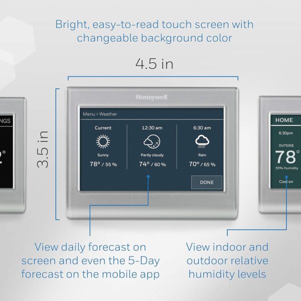 Honeywell Home RTH9585WF1004 Wi-Fi Smart Color Thermostat, 7 Day Programmable, Touch Screen, Energy Star, Alexa Ready (Renewed) - Image 3