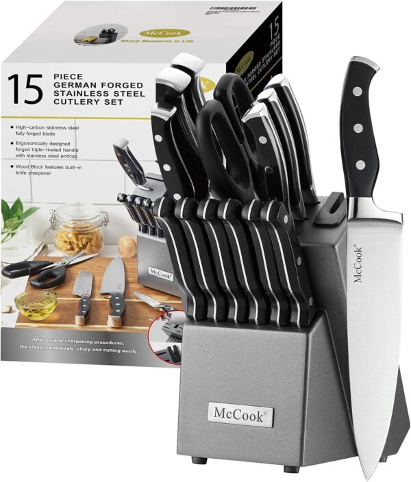 McCook® Knife Sets,German Stainless Steel Kitchen Knife Block Set with Built-in Sharpener - Image 2