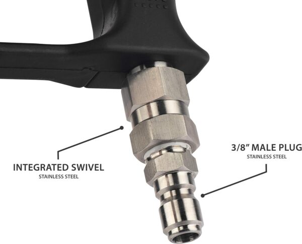 McKillans Pressure Washer Gun with Swivel and 3/8" Male Plug and Wide Mouth Snow Foam Cannon Equipped with 1/4” Quick Connector Coupler - Image 3