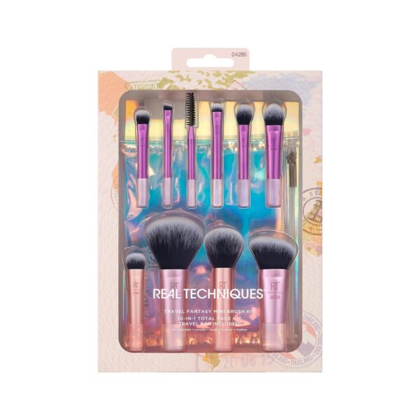 Real Technique Travel Fantasy Mini Brush Kit, Makeup Brushes For Eyeshadow, Highlight, Contour, Powder, & Concealer, Travel-Sized Brushes & Cosmetic Bag, Synthetic Bristles, 11 Piece Set - Image 3