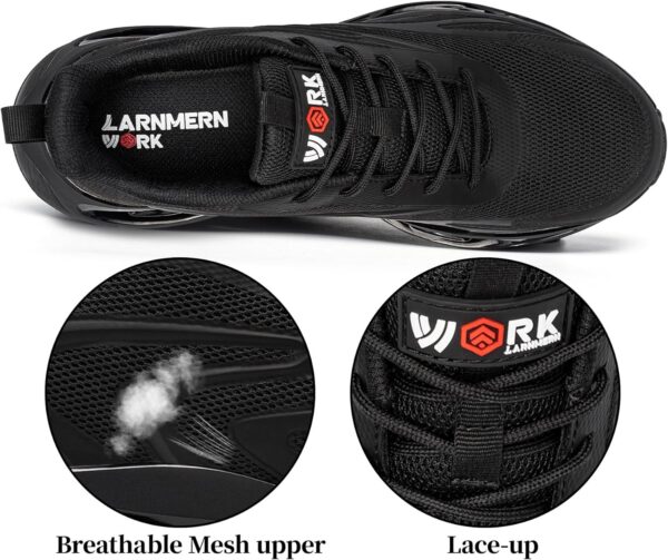 LARNMERN Steel Toe Shoes Men Breathable Work Sneakers Safety Lightweight Comfortable Tennis Shoe Indestructible Sneaker(10 Men, Black) - Image 5