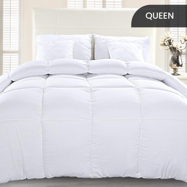 Utopia Bedding Comforter Duvet Insert - Quilted Comforter with Corner Tabs - Box Stitched Down Alternative Comforter (Queen, White) - Image 3