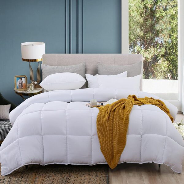 ABOUTABED Twin Bedding Comforter Duvet Insert - All Season Goose Down Alternative - Ultra Soft Quilted Comforters with Corner Tabs- Hotel Collection Machine Washable - Image 2